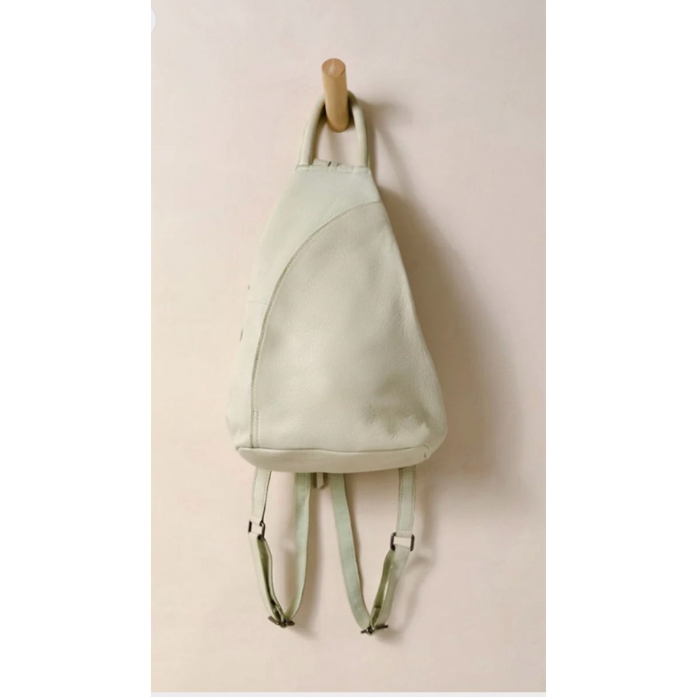 Free People Pale Sage Leather Sling Backpack